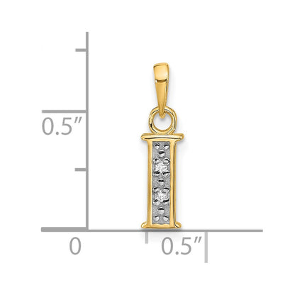 14K Yellow & Rhodium with Rhodium Diamond Letter I Initial Pendant