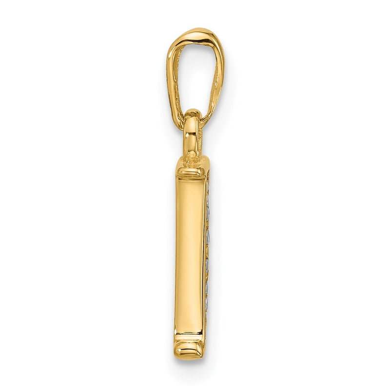 14K Yellow & Rhodium with Rhodium Diamond Letter J Initial Pendant