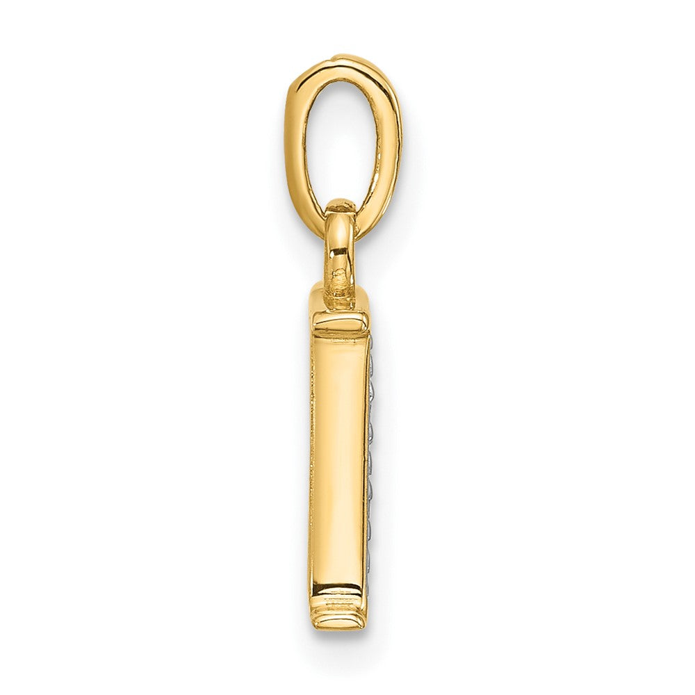 14K Yellow & Rhodium with Rhodium Diamond Letter K Initial Pendant