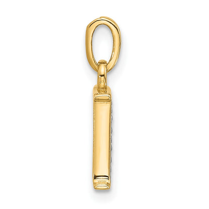 14K Yellow & Rhodium with Rhodium Diamond Letter K Initial Pendant