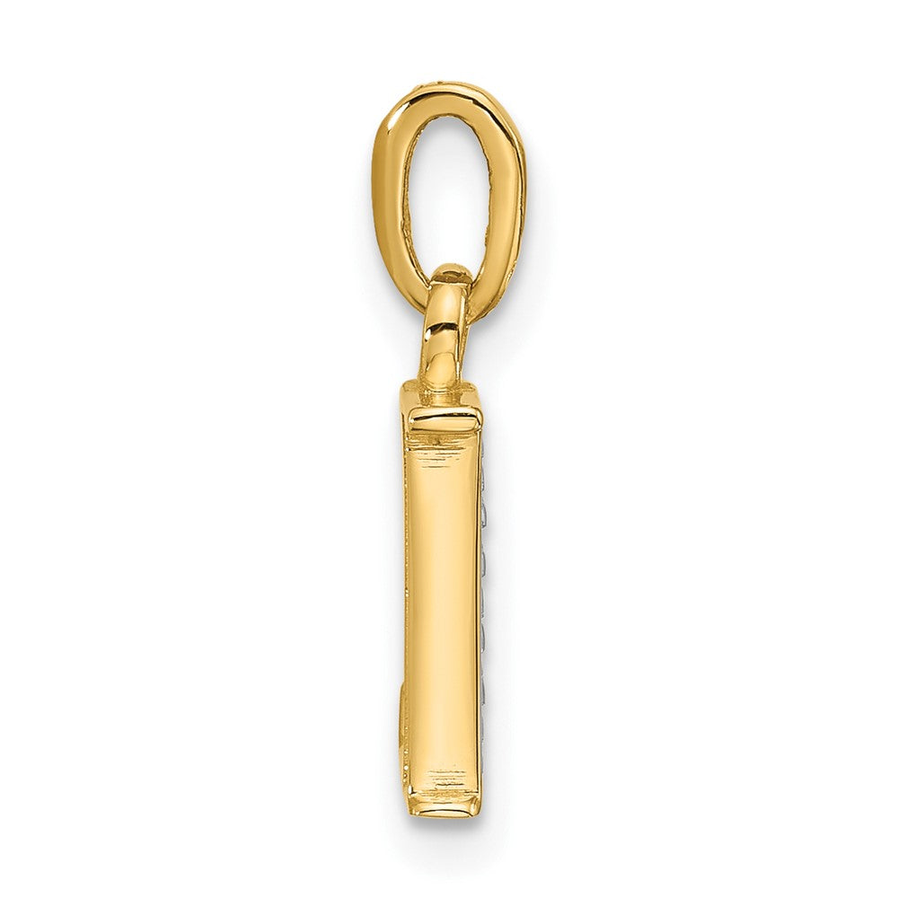 14K Yellow & Rhodium with Rhodium Diamond Letter L Initial Pendant