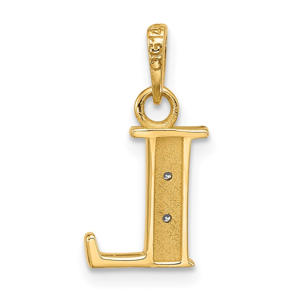 14K Yellow & Rhodium with Rhodium Diamond Letter L Initial Pendant