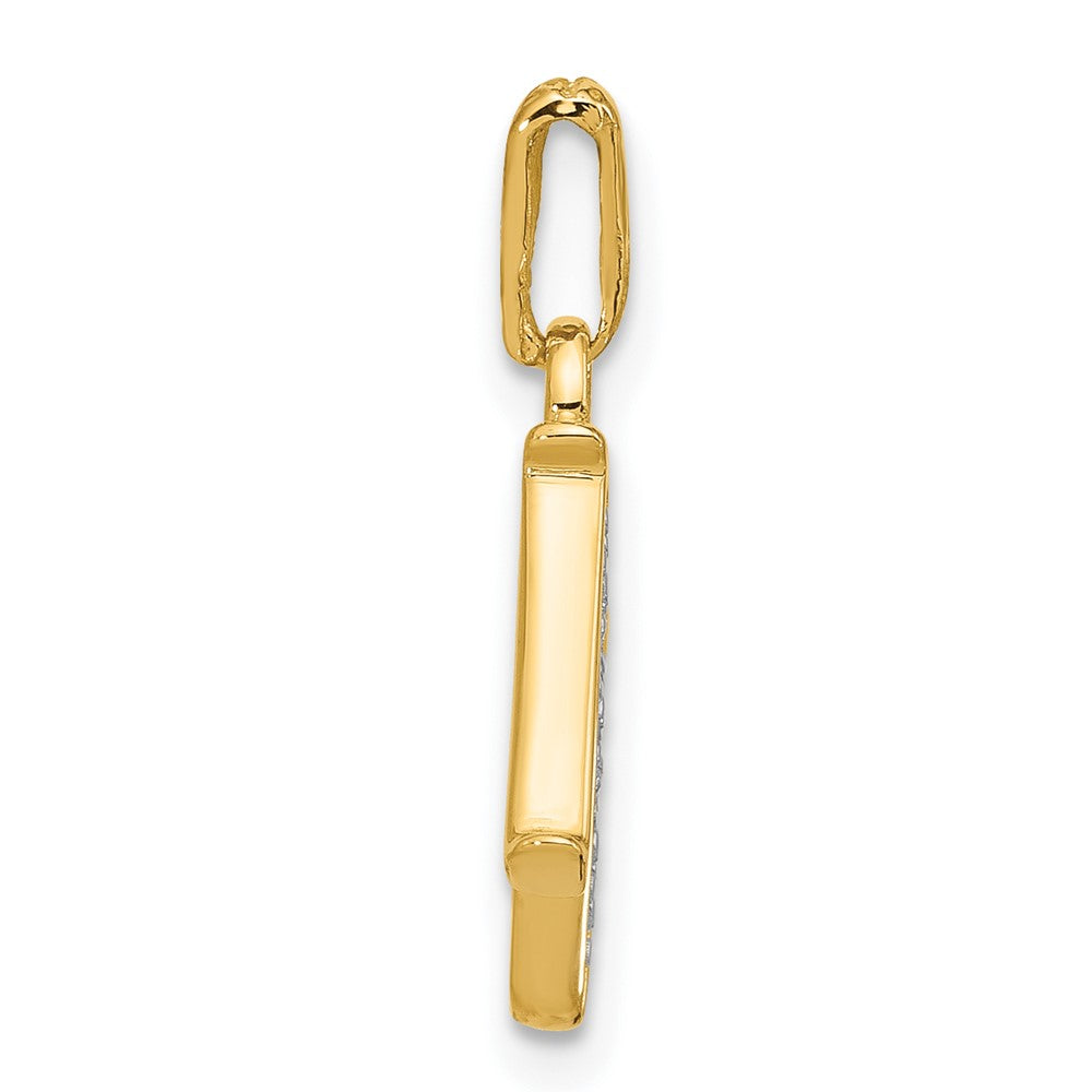 14K Yellow & Rhodium with Rhodium Diamond Letter N Initial Pendant