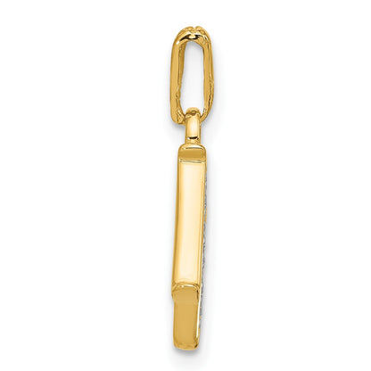 14K Yellow & Rhodium with Rhodium Diamond Letter N Initial Pendant