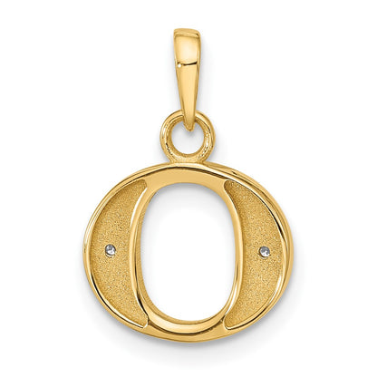 14K Yellow & Rhodium with Rhodium Diamond Letter O Initial Pendant