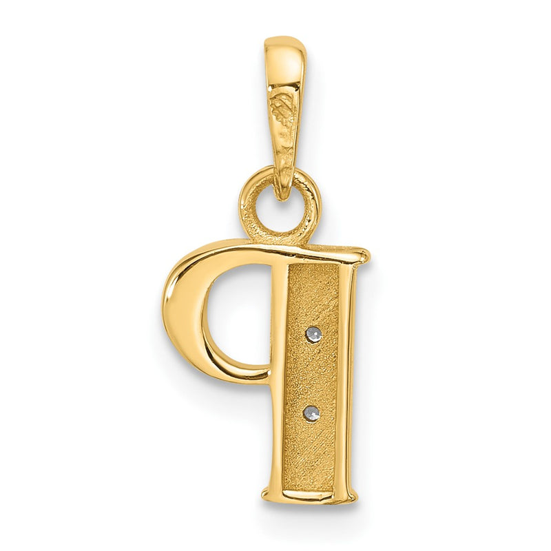 14K Yellow & Rhodium with Rhodium Diamond Letter P Initial Pendant