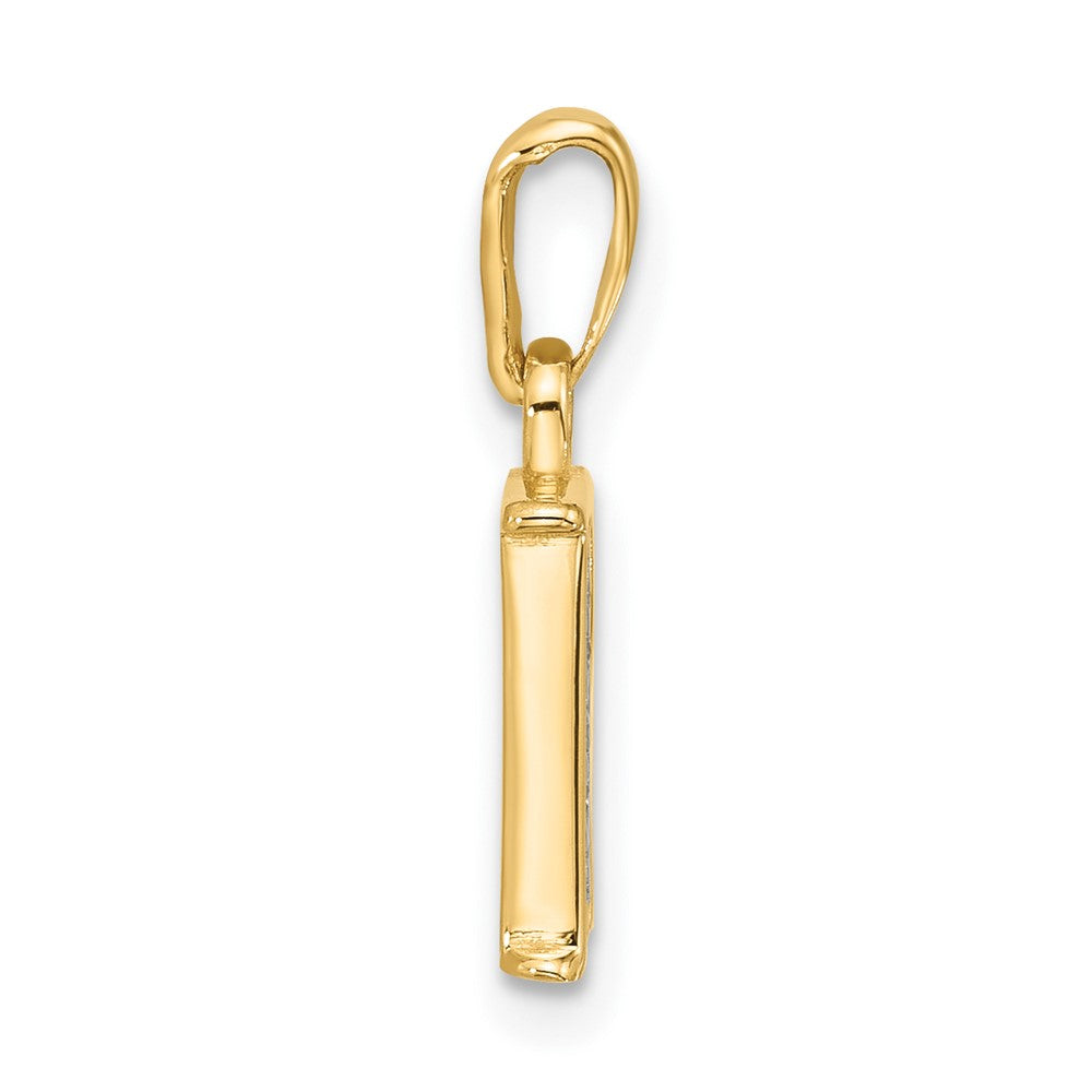 14K Yellow & Rhodium with Rhodium Diamond Letter R Initial Pendant
