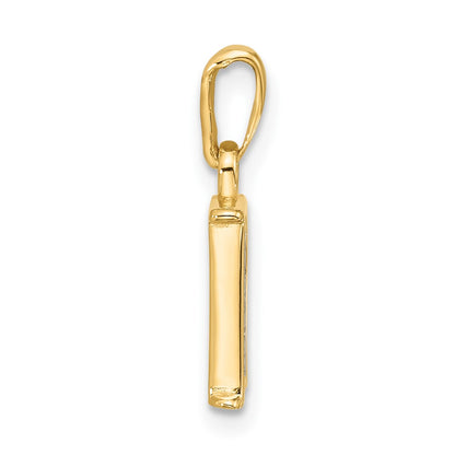 14K Yellow & Rhodium with Rhodium Diamond Letter R Initial Pendant