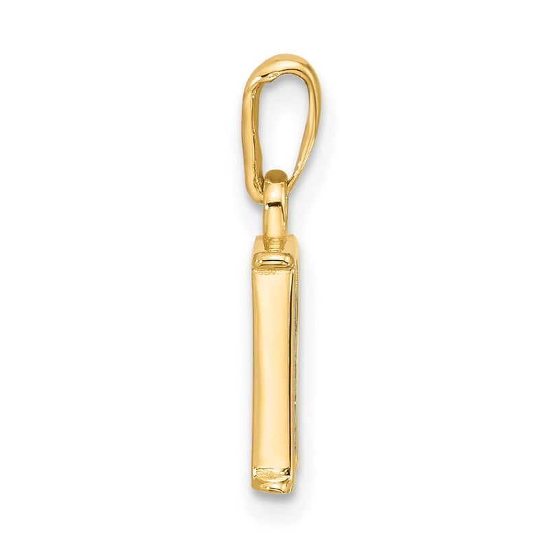 14K Yellow & Rhodium with Rhodium Diamond Letter R Initial Pendant