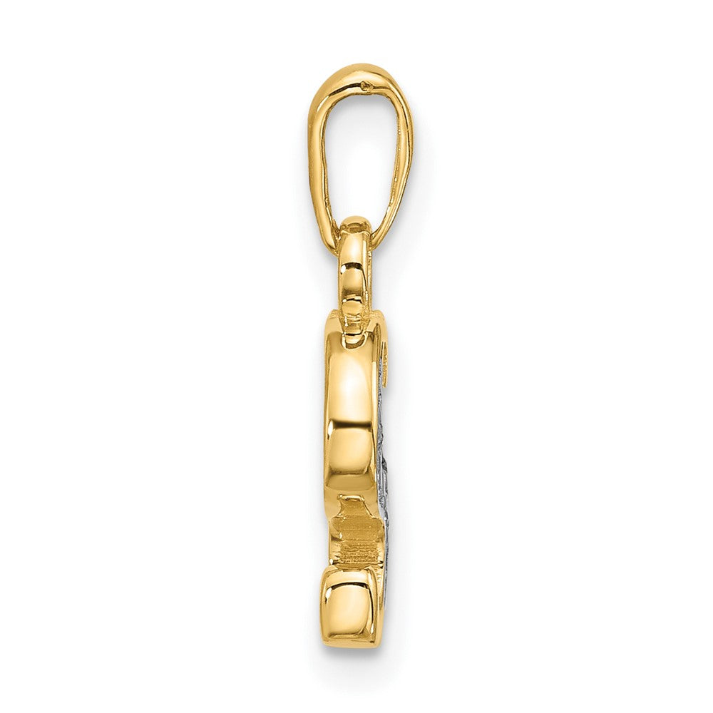 14K Yellow & Rhodium with Rhodium Diamond Letter S Initial Pendant