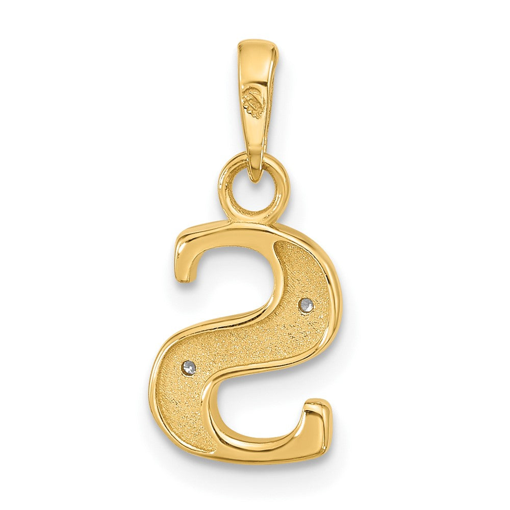 14K Yellow & Rhodium with Rhodium Diamond Letter S Initial Pendant