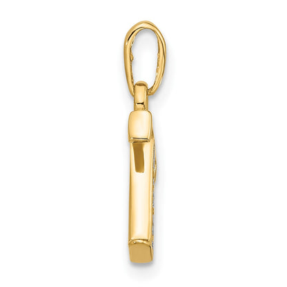 14K Yellow & Rhodium with Rhodium Diamond Letter T Initial Pendant
