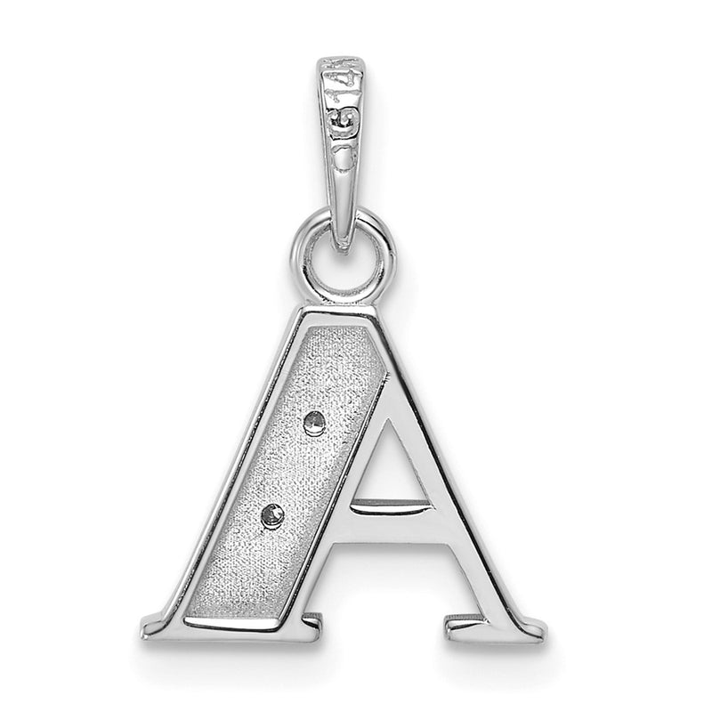 14K White Gold Diamond Letter Initial Pendant