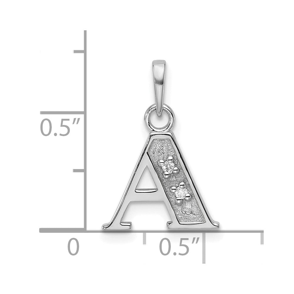 14K White Gold Diamond Letter Initial Pendant