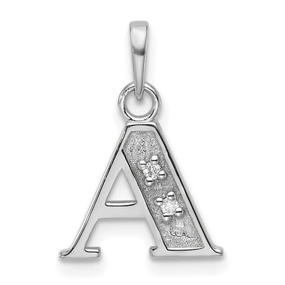 14K White Gold Diamond Letter Initial Pendant
