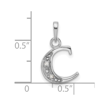 14K White Gold Diamond Letter C Initial Pendant