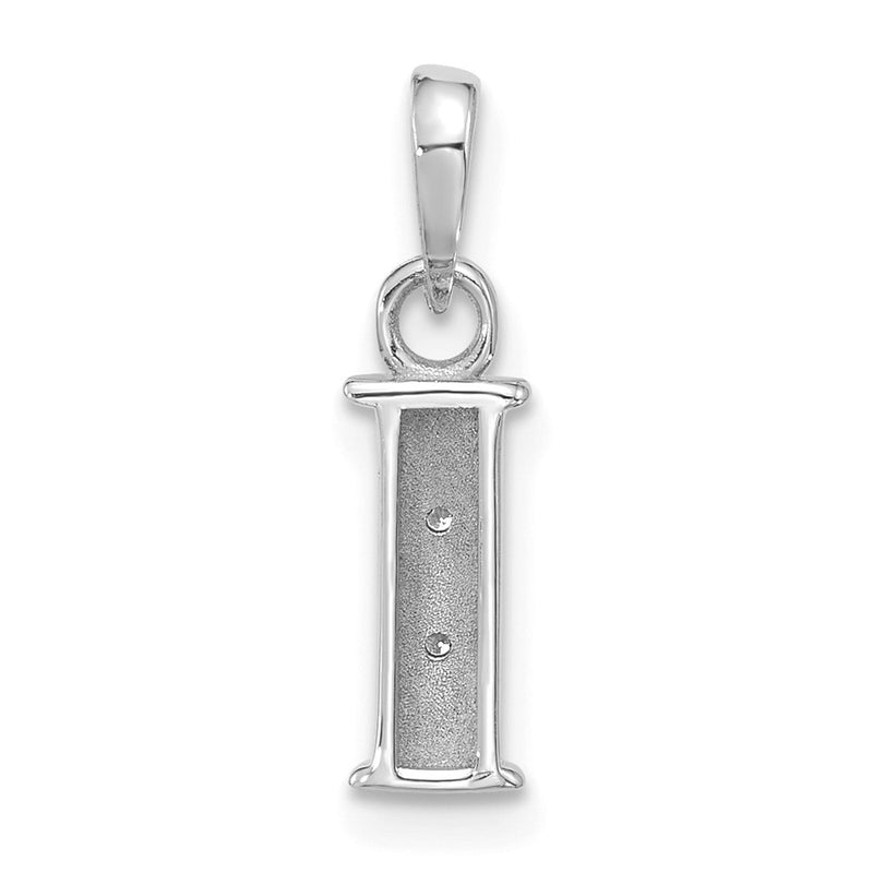 14K White Gold Diamond Letter I Initial Pendant