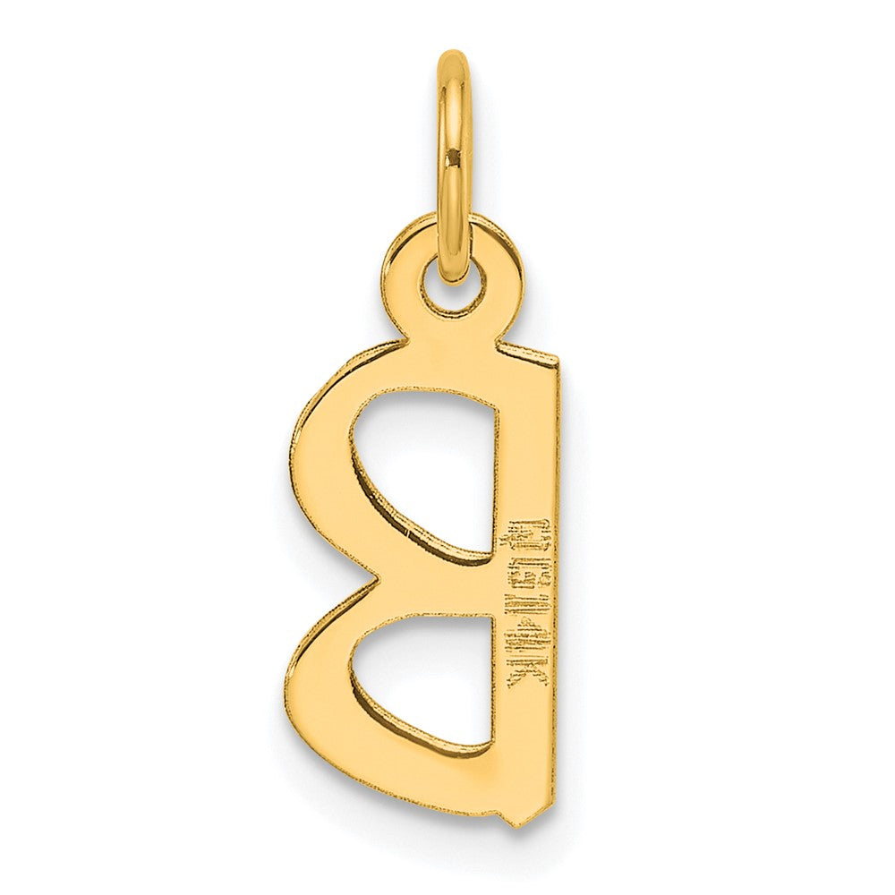 14K Yellow Gold Slanted Block Letter B Initial Charm