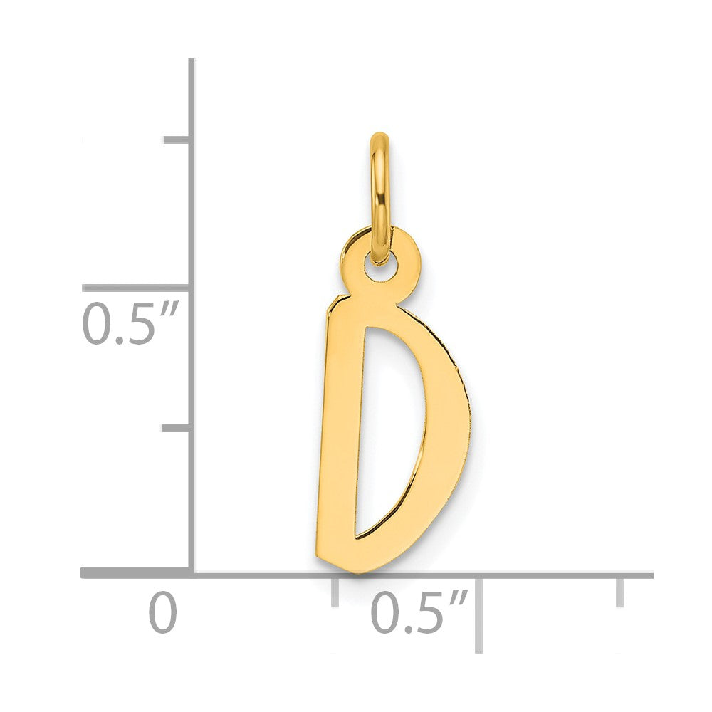 14K Yellow Gold Slanted Block Letter D Initial Charm