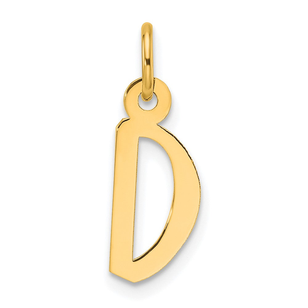 14K Yellow Gold Slanted Block Letter D Initial Charm