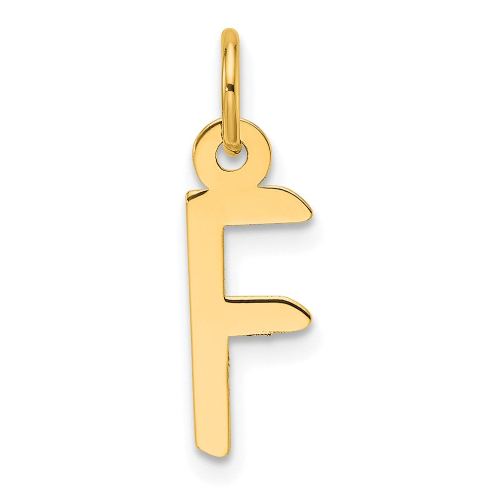 14K Yellow Gold Slanted Block Letter F Initial Charm