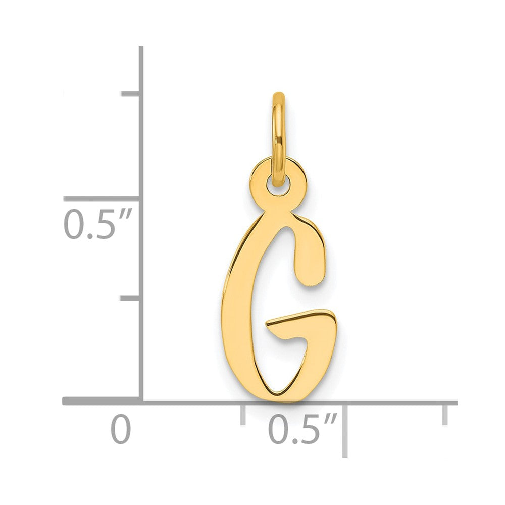 14K Yellow Gold Slanted Block Letter G Initial Charm