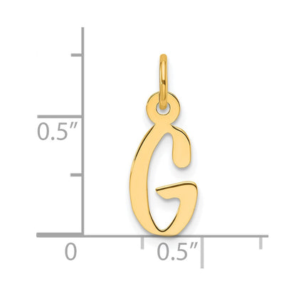 14K Yellow Gold Slanted Block Letter G Initial Charm