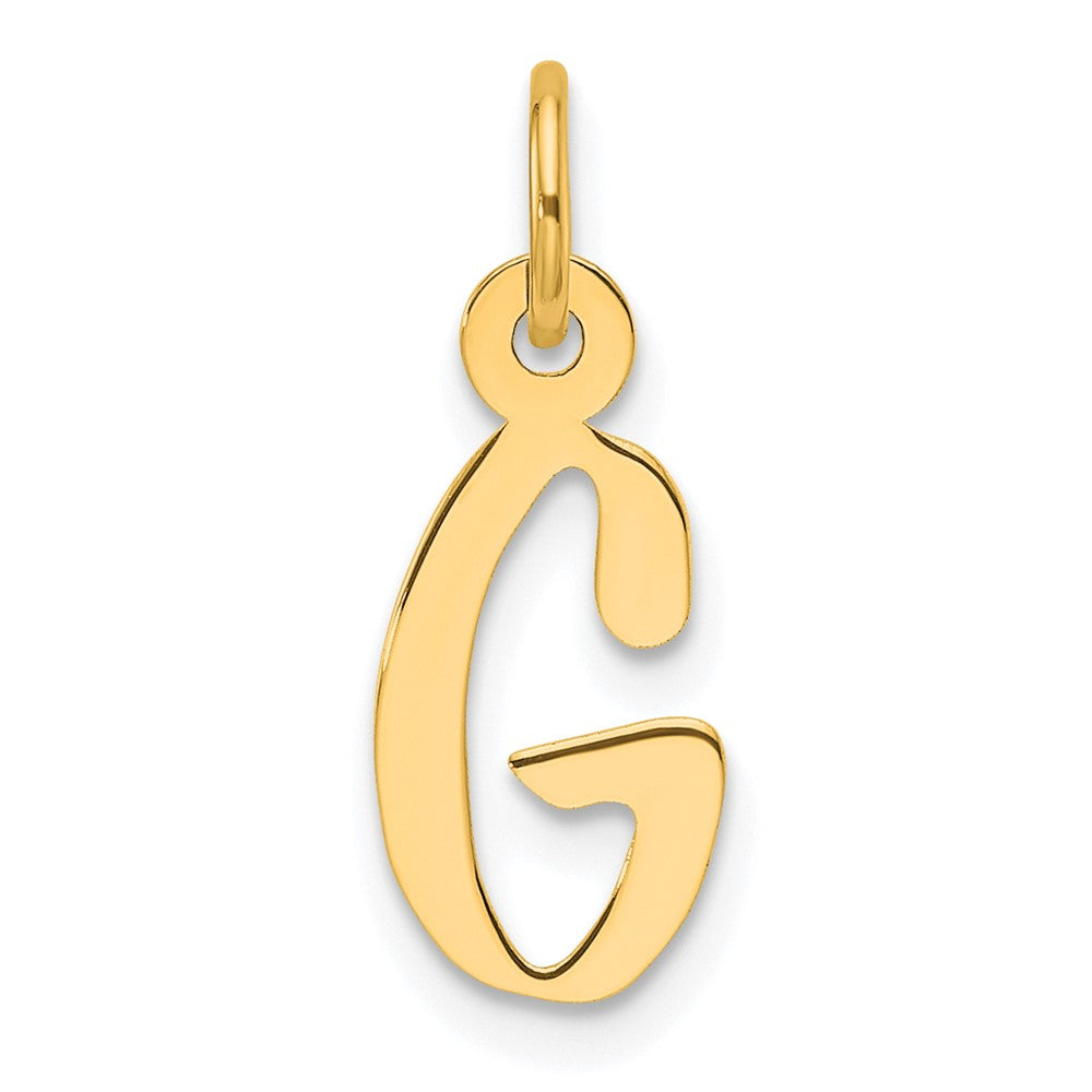 14K Yellow Gold Slanted Block Letter G Initial Charm