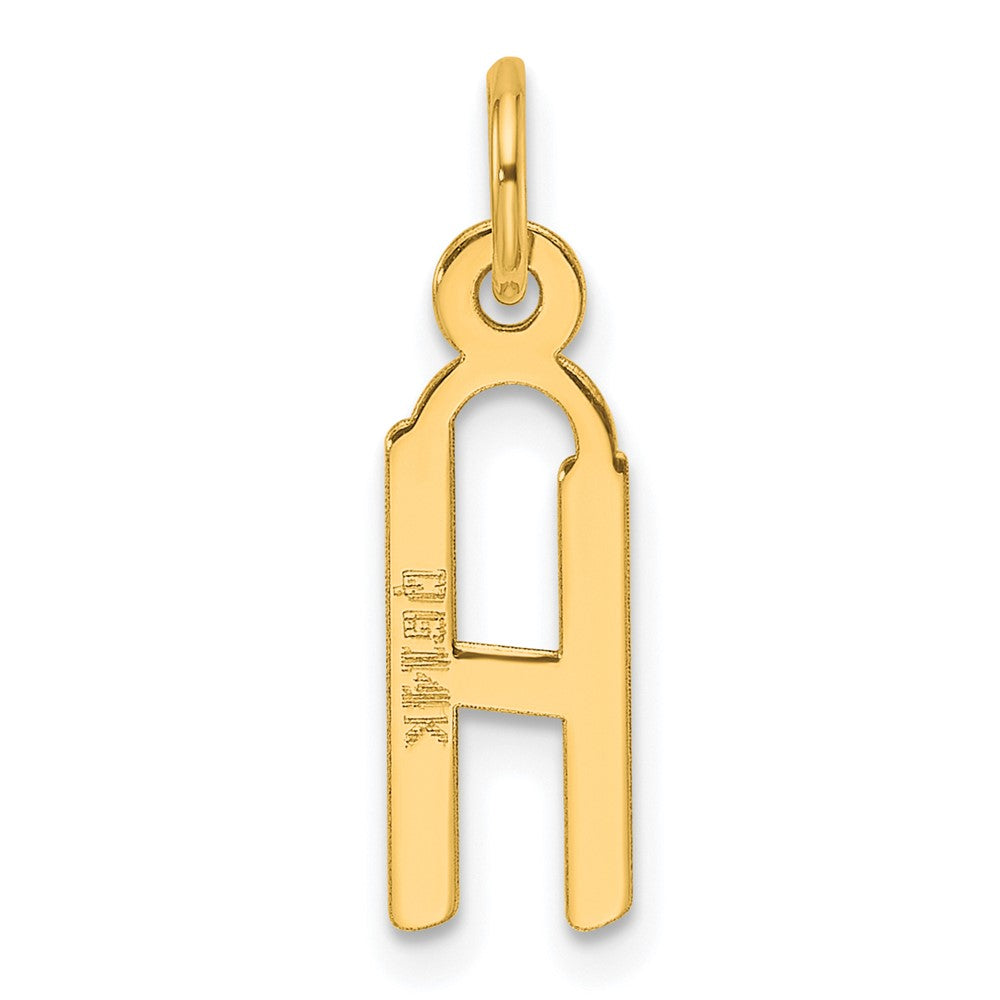 14K Yellow Gold Slanted Block Letter H Initial Charm