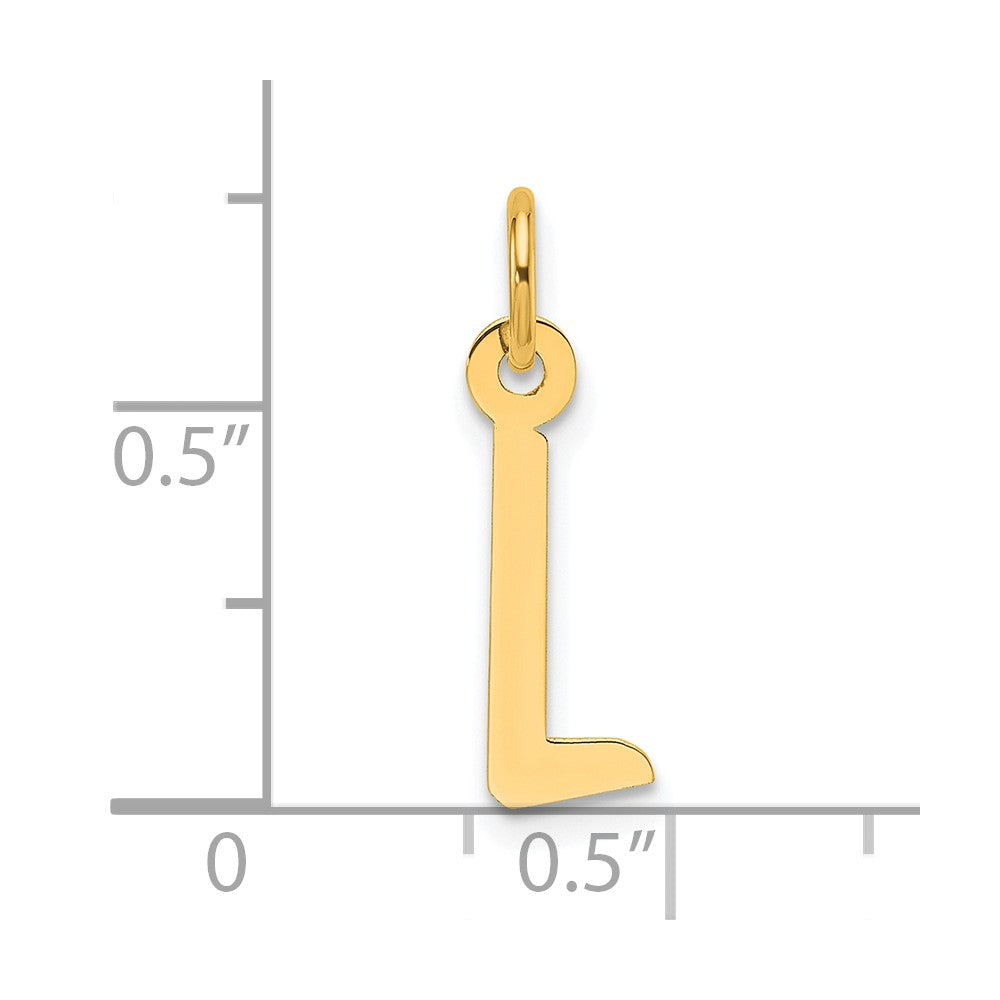 14K Yellow Gold Slanted Block Letter L Initial Charm
