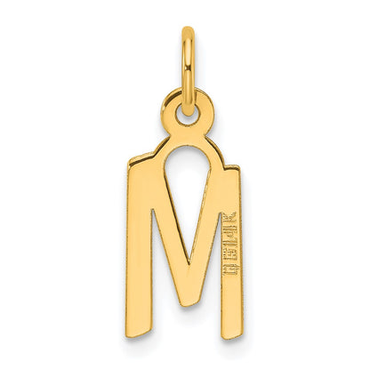 14K Yellow Gold Slanted Block Letter M Initial Charm