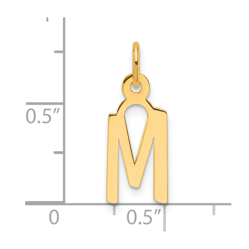 14K Yellow Gold Slanted Block Letter M Initial Charm