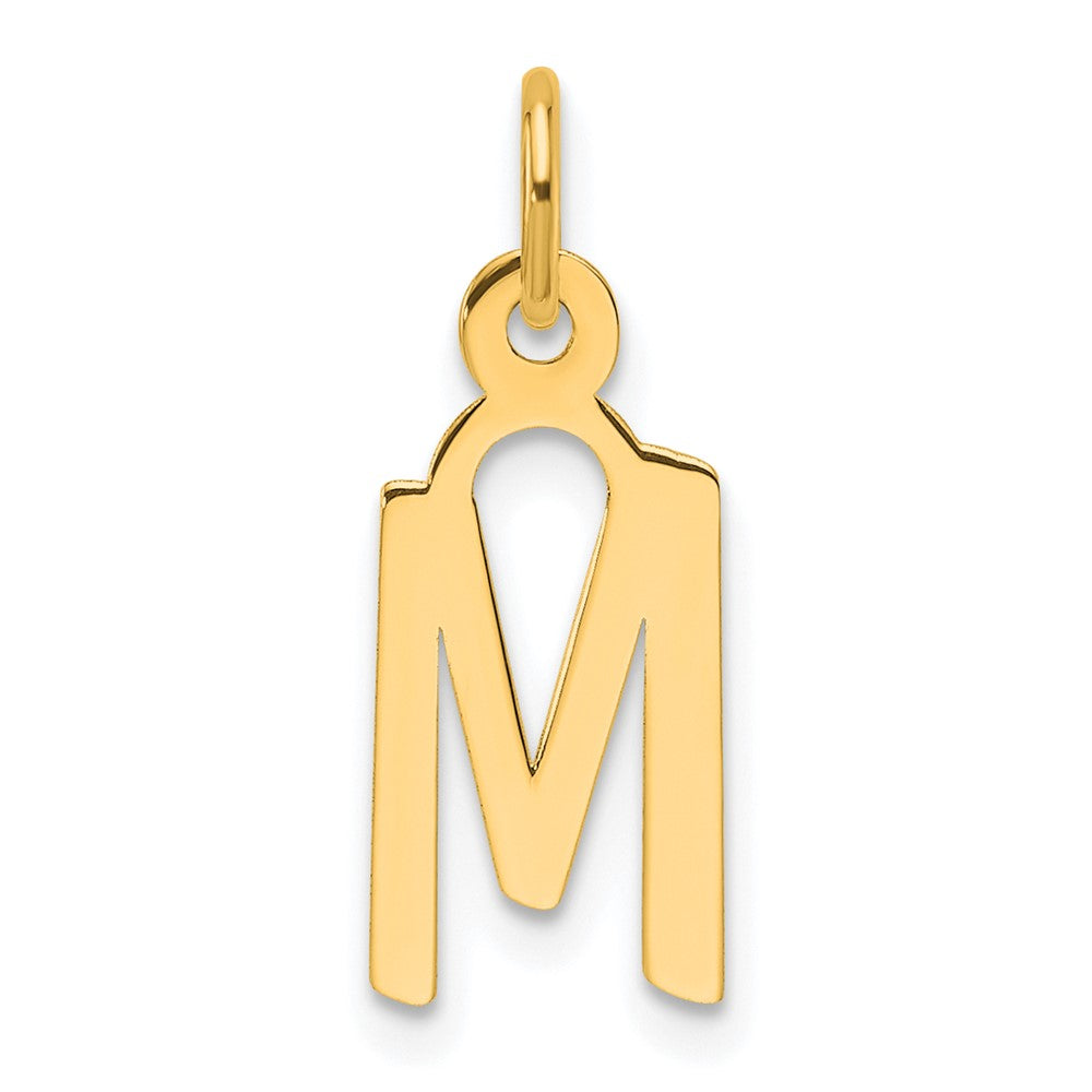 14K Yellow Gold Slanted Block Letter M Initial Charm
