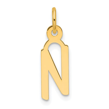 14K Yellow Gold Slanted Block Letter N Initial Charm