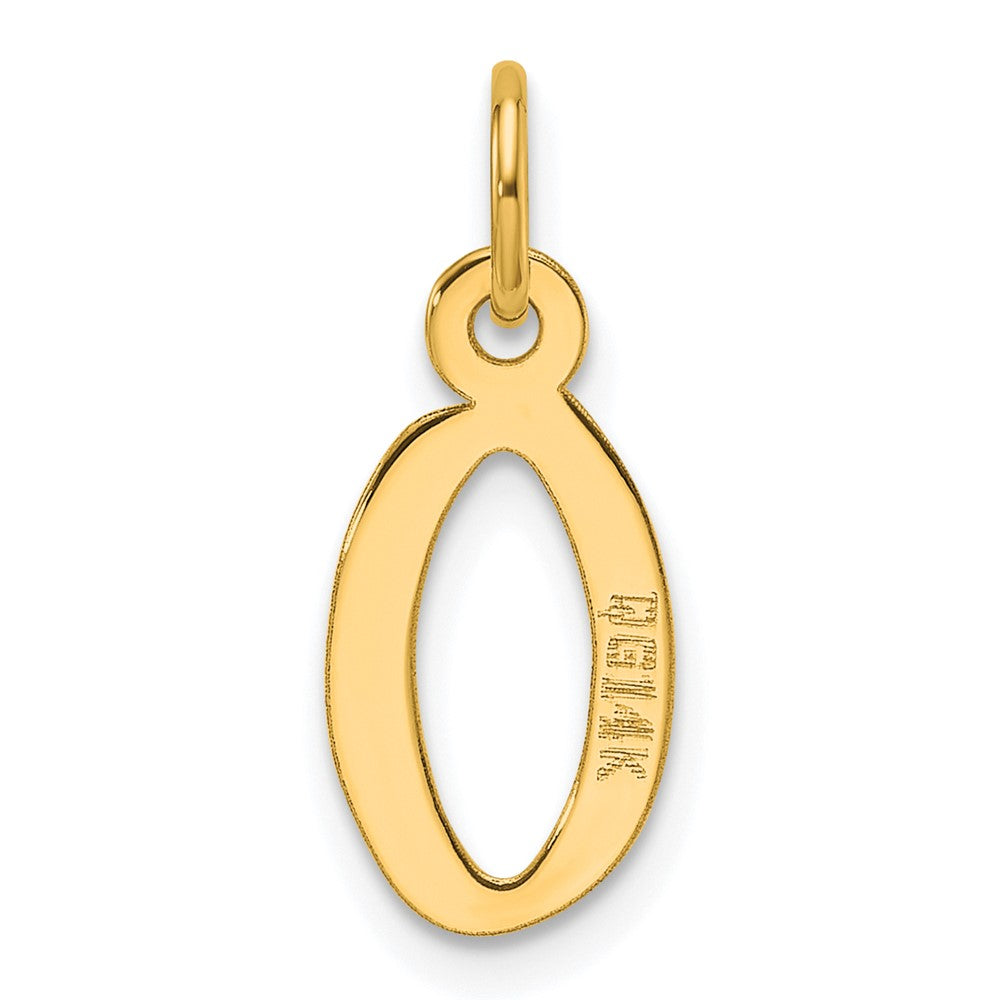 14K Yellow Gold Slanted Block Letter O Initial Charm