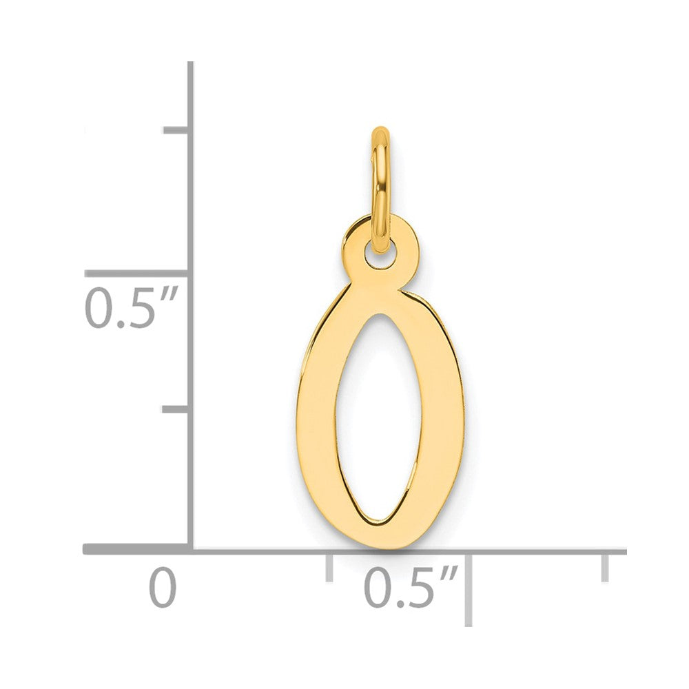 14K Yellow Gold Slanted Block Letter O Initial Charm