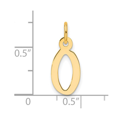 14K Yellow Gold Slanted Block Letter O Initial Charm