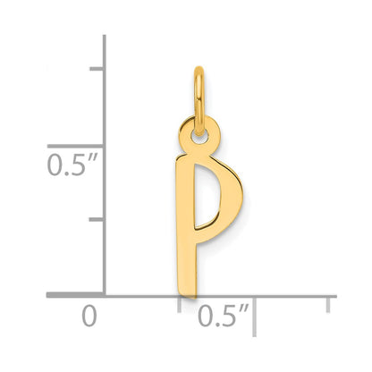 14K Yellow Gold Slanted Block Letter P Initial Charm