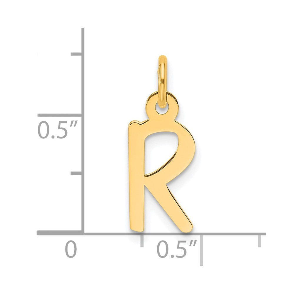 14K Yellow Gold Slanted Block Letter R Initial Charm