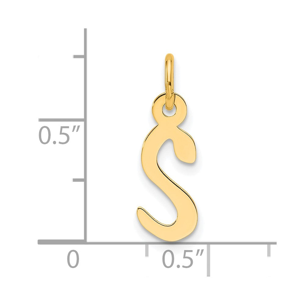 14K Yellow Gold Slanted Block Letter S Initial Charm