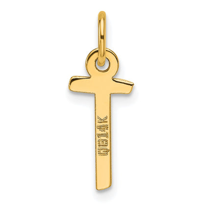 14K Yellow Gold Slanted Block Letter T Initial Charm