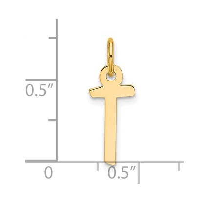 14K Yellow Gold Slanted Block Letter T Initial Charm
