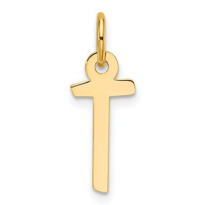 14K Yellow Gold Slanted Block Letter T Initial Charm