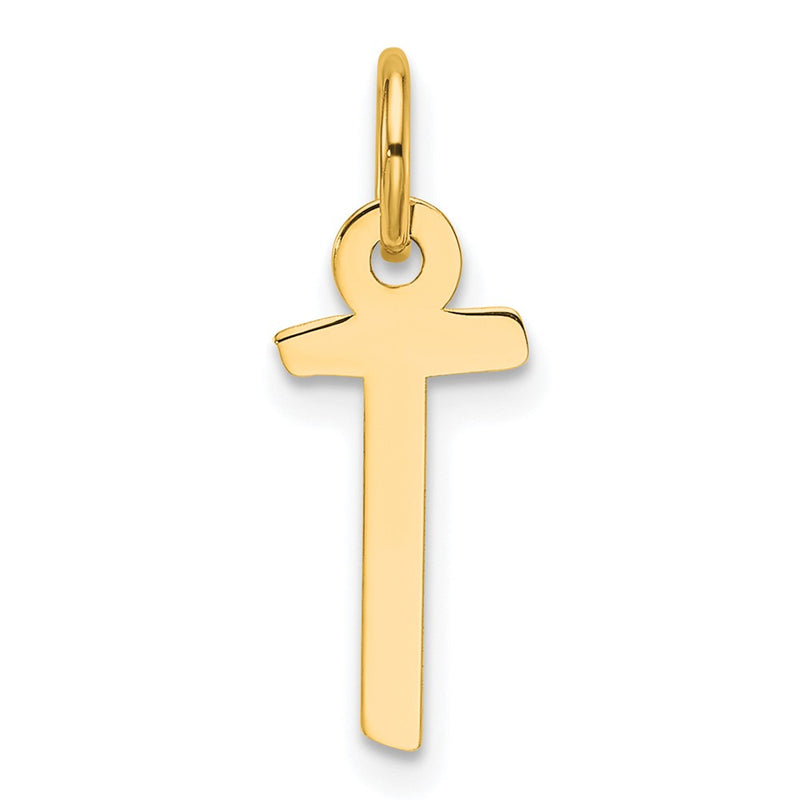 14K Yellow Gold Slanted Block Letter T Initial Charm