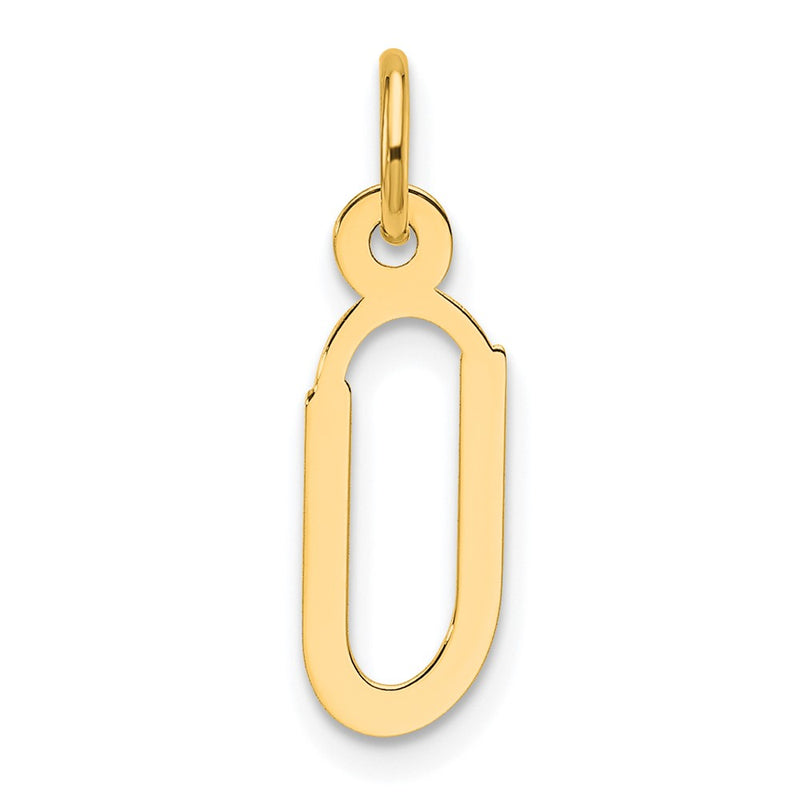14K Yellow Gold Slanted Block Letter U Initial Charm