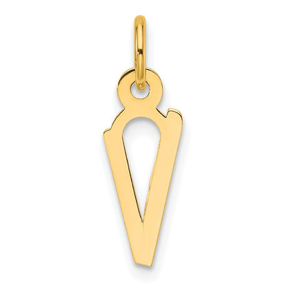 14K Yellow Gold Slanted Block Letter V Initial Charm