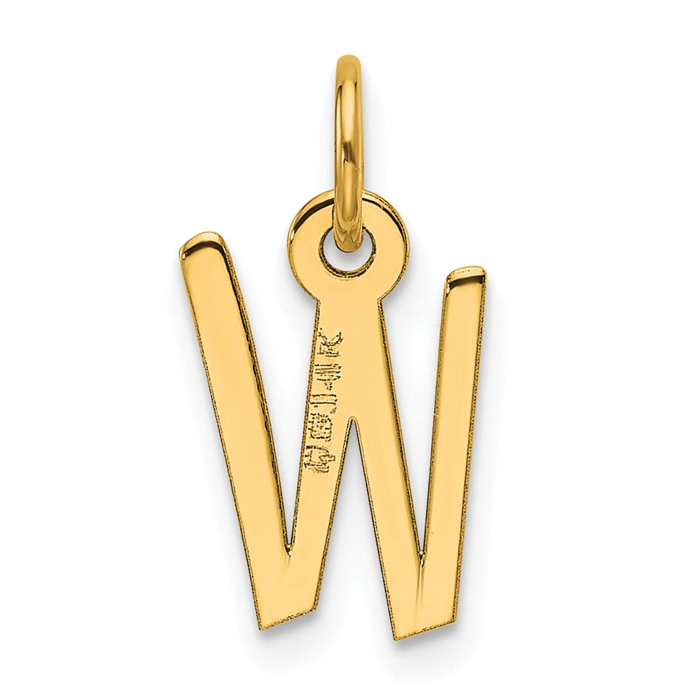 14K Yellow Gold Slanted Block Letter W Initial Charm