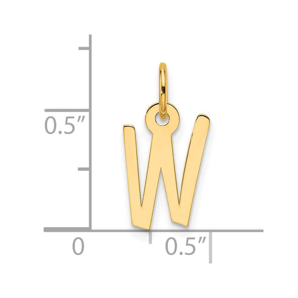 14K Yellow Gold Slanted Block Letter W Initial Charm