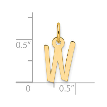 14K Yellow Gold Slanted Block Letter W Initial Charm