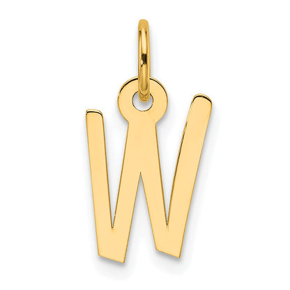 14K Yellow Gold Slanted Block Letter W Initial Charm
